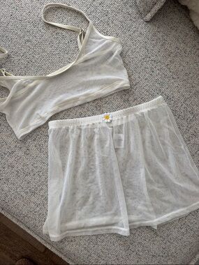 Dippin Daisys Sheer Ivory Mesh Bralette & Short Set - Women's Intimates